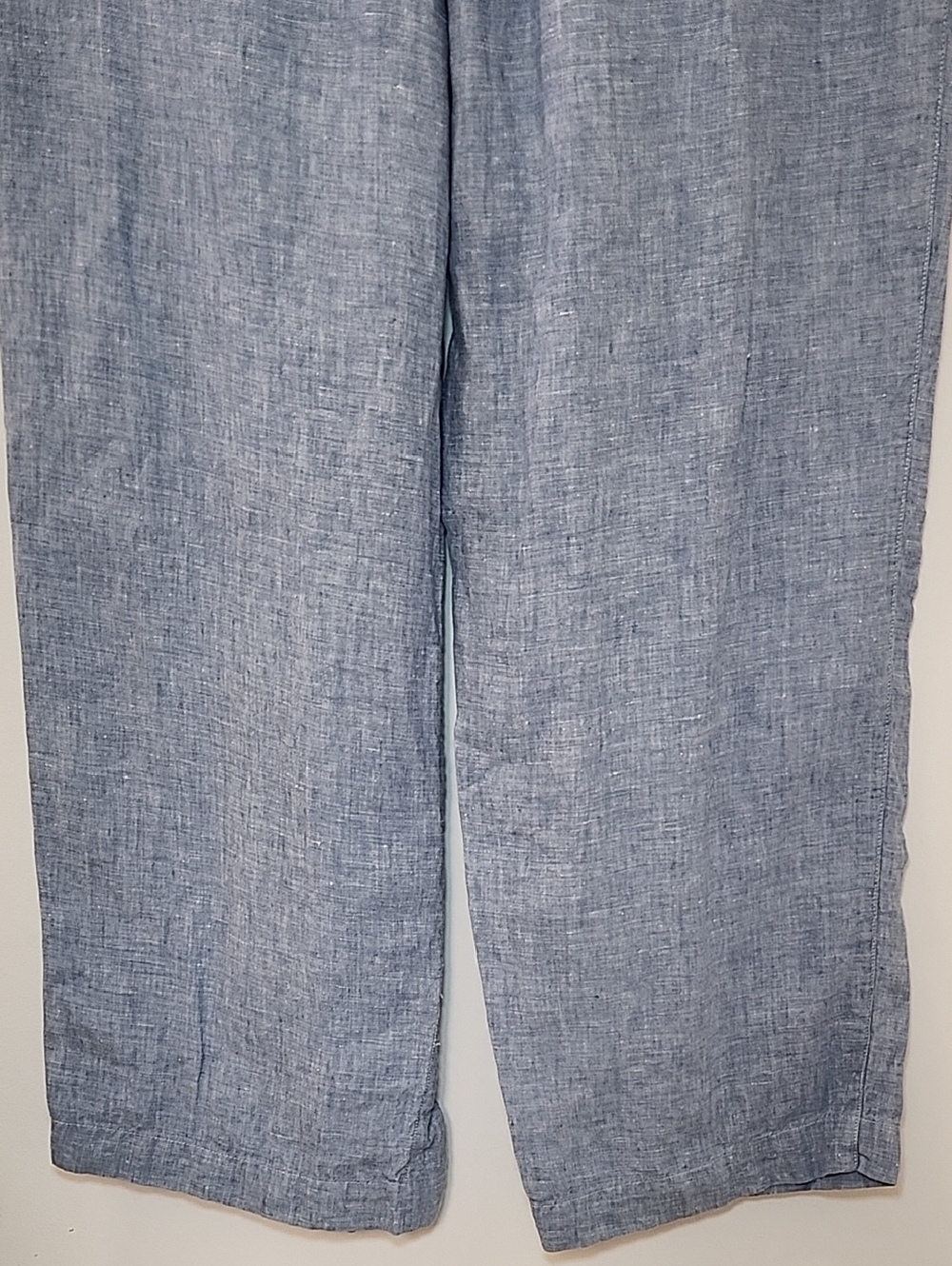 ATHLETA 100% LINEN Chambray Blue RETREAT Slit WIDE LEG Pants Sz 14 - Picture 13 of 16
